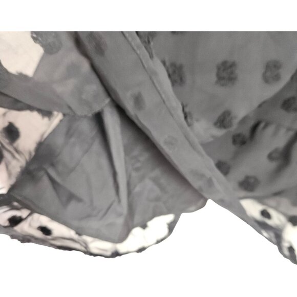 Womens Size S Swiss Dot Textured Black V-Neck Mini Dress W/ Ruffle Hem Casual - Picture 8 of 12